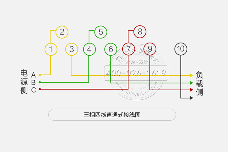 三相四线电表直通式接线图